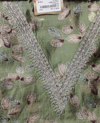 Enchanted Leaf Motif Unstitched Suit with Intricate Lace