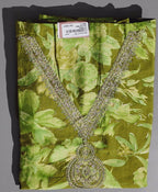 Verdant Bloom: Artisanal Unstitched Suit in Lush Green