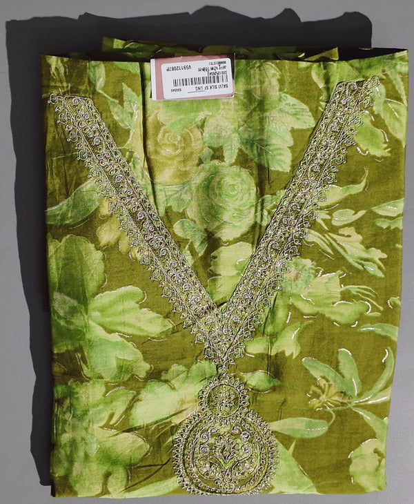 Verdant Bloom: Artisanal Unstitched Suit in Lush Green",