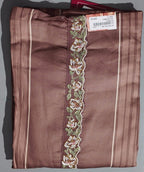 Charming Chocolate Unstitched Suit with Floral Embroidery
