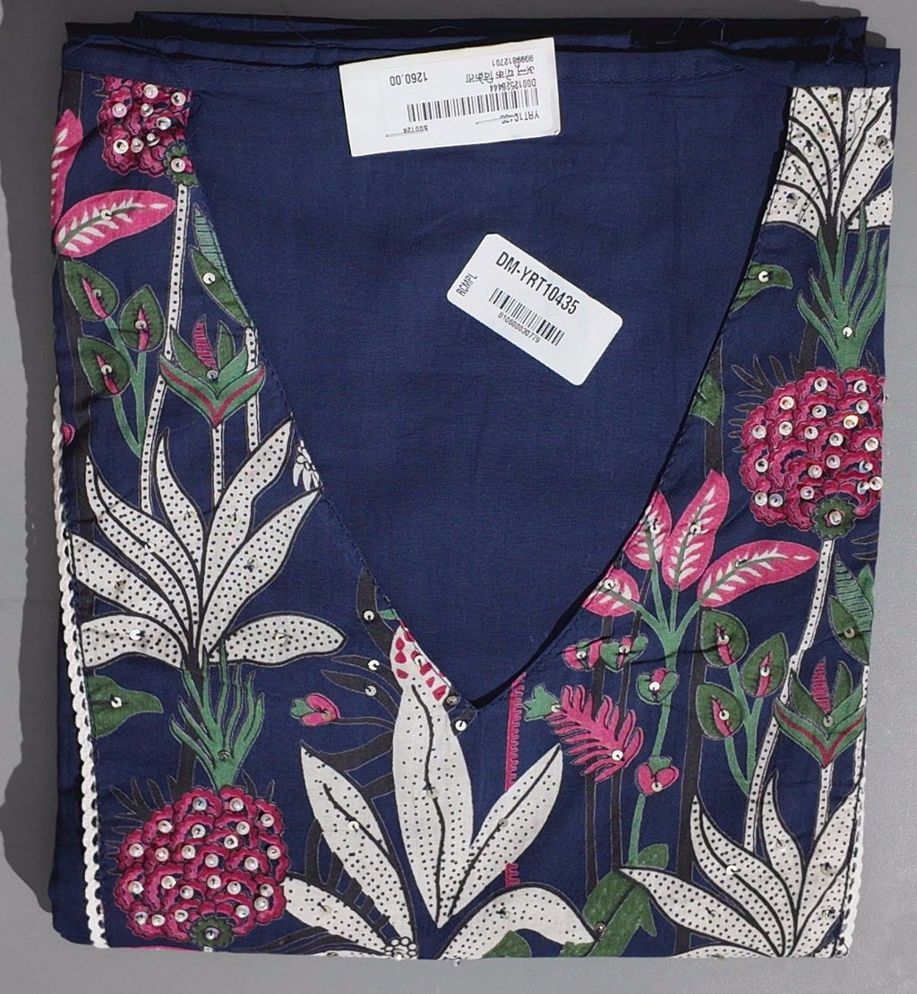 Botanical Bliss: Artisanal Unstitched Suit in Midnight Navy
