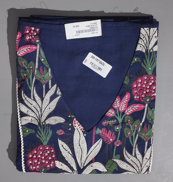Botanical Bliss: Artisanal Unstitched Suit in Midnight Navy",