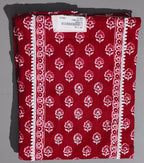 Crimson Blossom Unstitched Suit with Intricate Craftsmanship