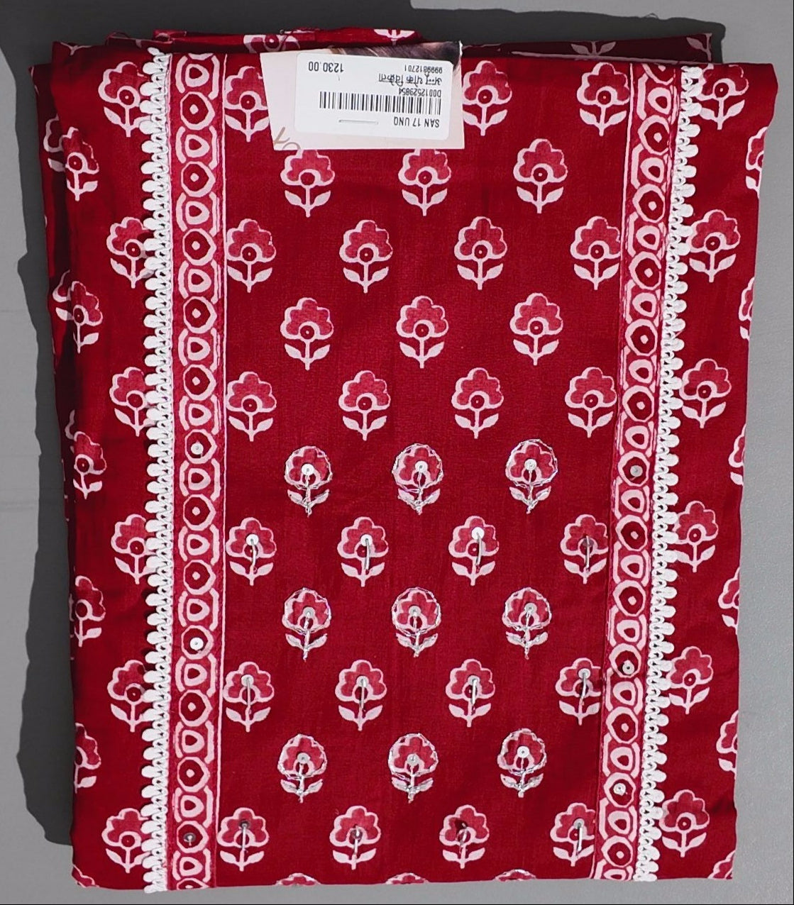 Crimson Bloom: Unstitched Suit for Stylish Comfort