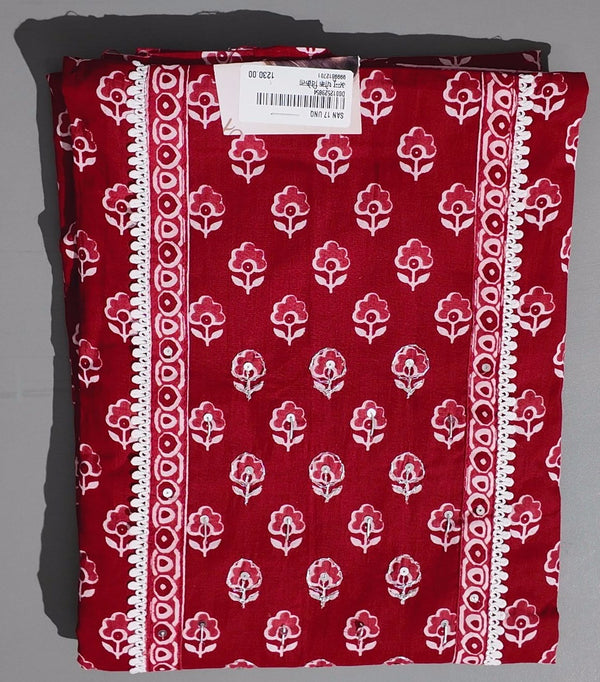 Crimson Bloom: Unstitched Suit for Stylish Comfort",