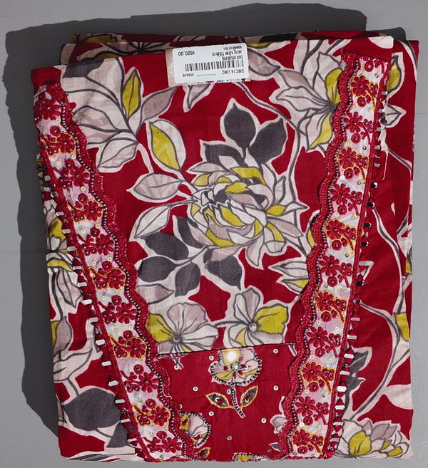 Vibrant Floral Bliss: Comfort Unstitched Suit Set",