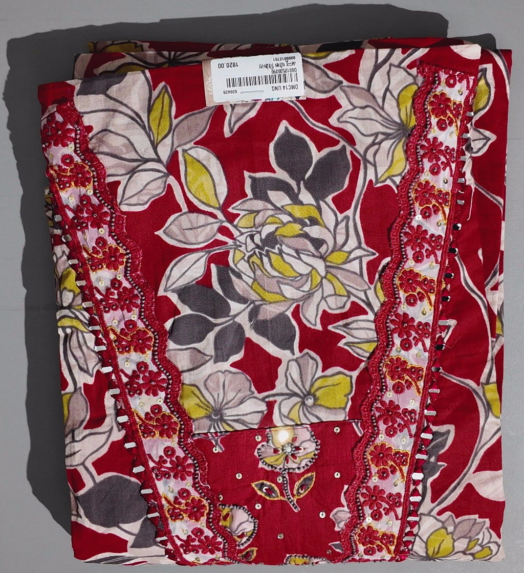 Blooming Festive Unstitched Suit – Vibrant Floral Delight