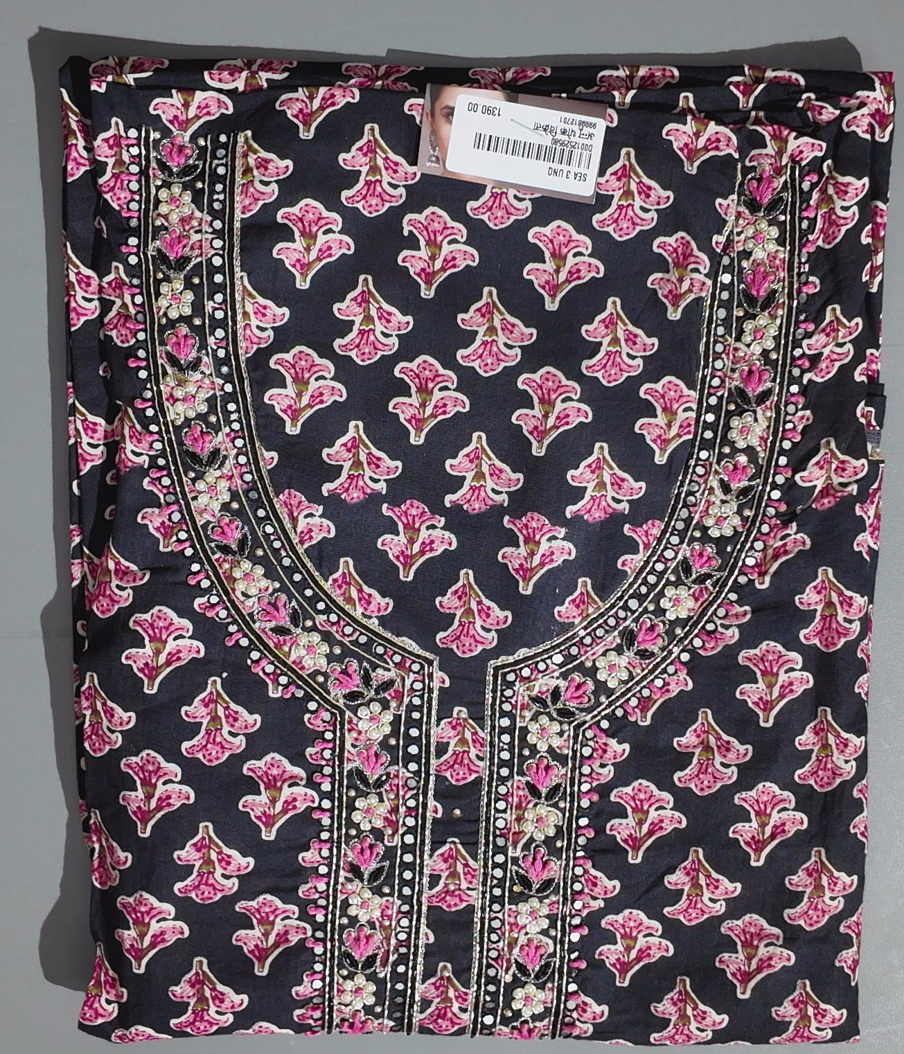Midnight Bloom Unstitched Suit with Intricate Embroidery