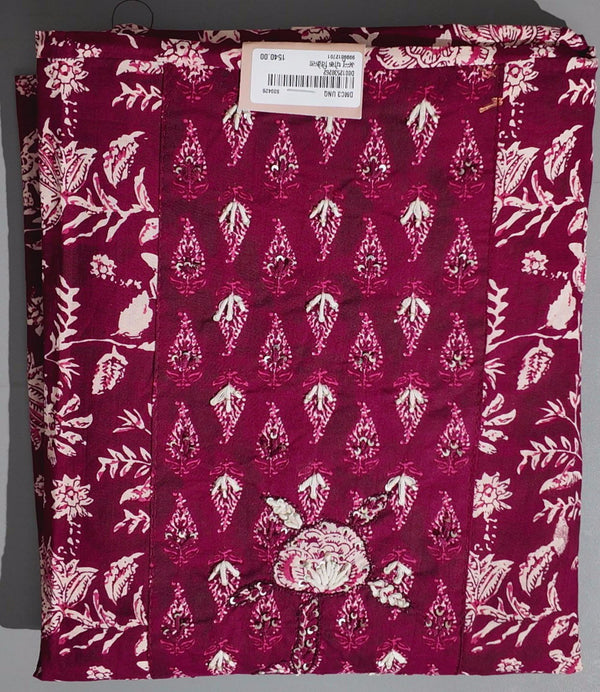 Majestic Magenta Unstitched Suit: Timeless Floral Glamour",