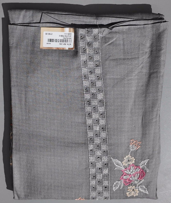 Chic Charcoal Blossom Unstitched Suit for Versatile Styling",