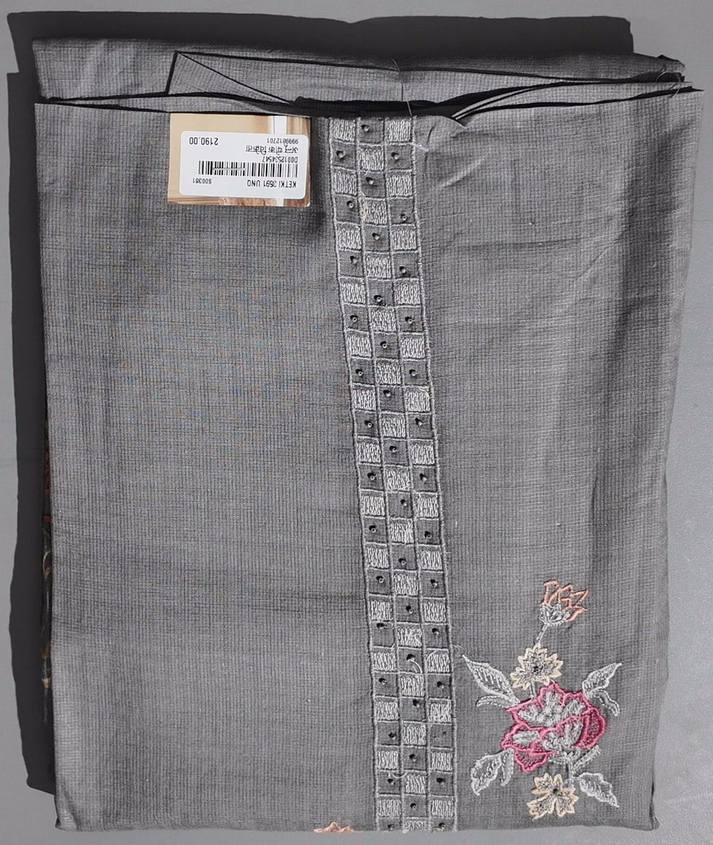Charcoal Blossom: Artisanal Unstitched Suit Fabric