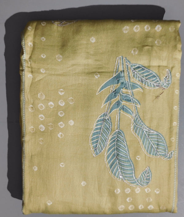 Chic Sage & Sky Unstitched Suit with Leafy Elegance",