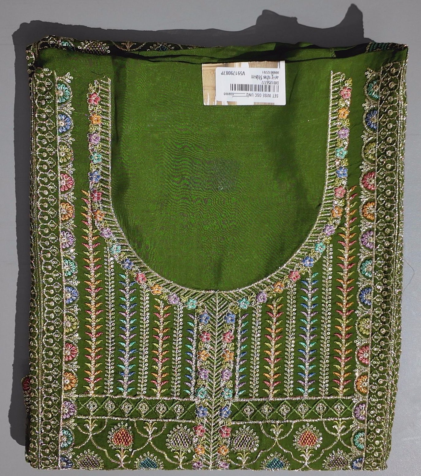 Verdant Elegance: Handcrafted Floral Unstitched Suit Set",