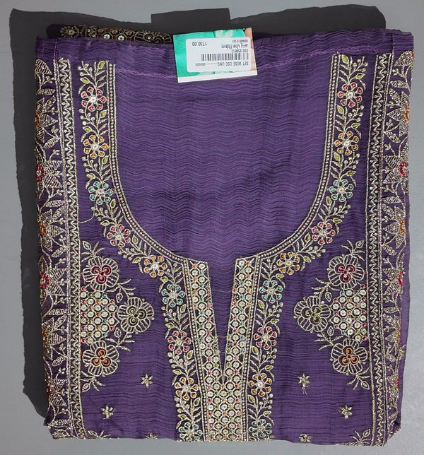 Vibrant Purple Floral Embroidery Unstitched Suit",