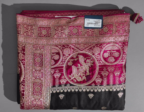 Opulent Festive Fuchsia Tapestry Unstitched Suit",