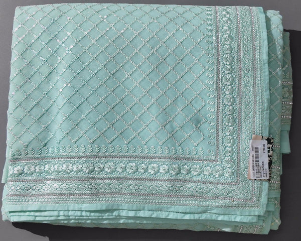 Serene Mint Unstitched Suit Set with Intricate Embroidery",