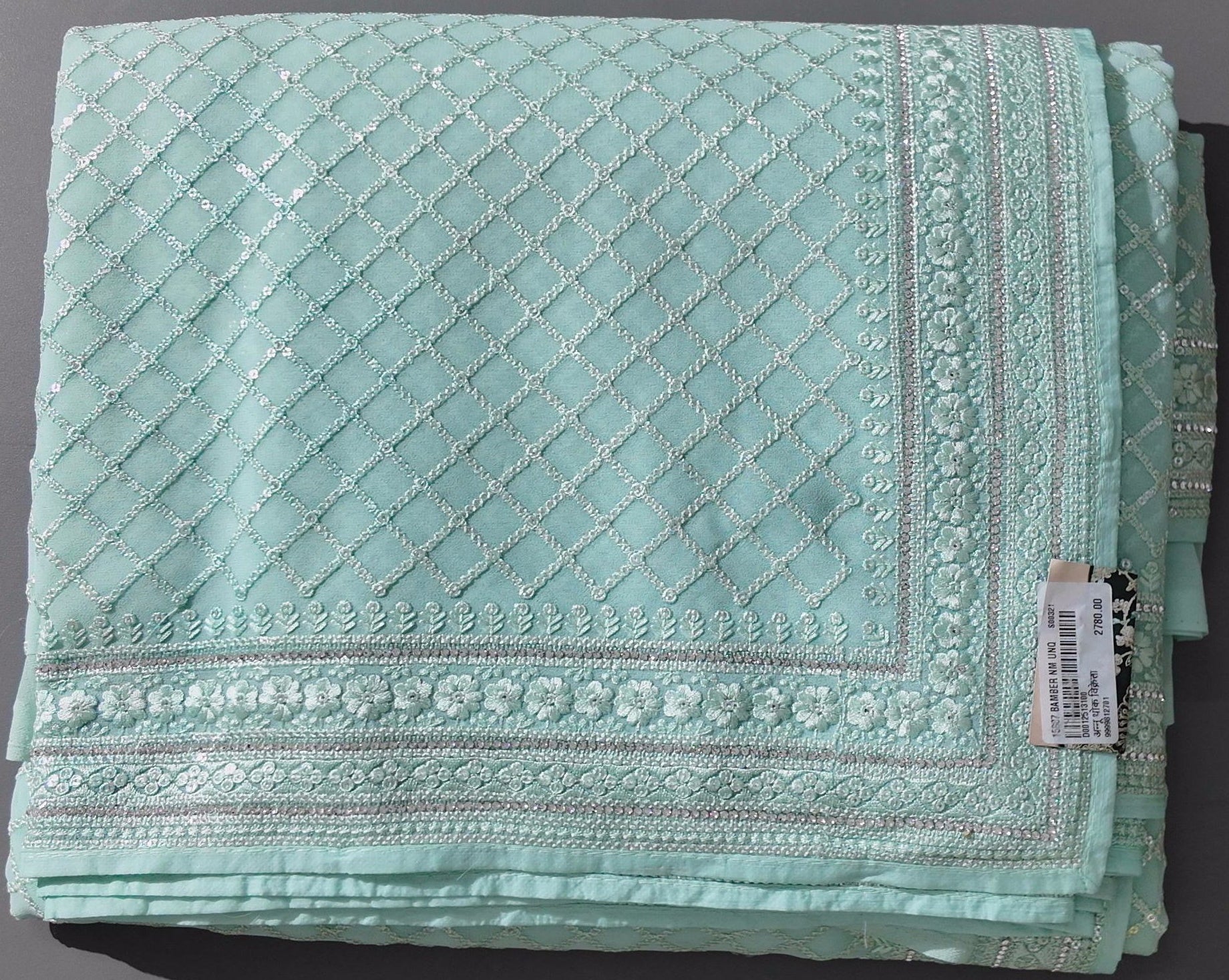 Mint Grace: Artfully Crafted Unstitched Suit Fabric",