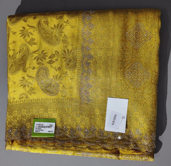 Golden Aura Unstitched Suit: Radiate Glamour on Festive Days",