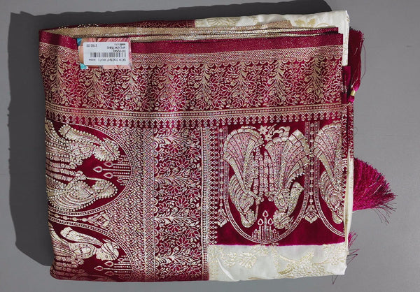 Crimson Tapestry: Regal Unstitched Ensemble with Intricate Motifs",