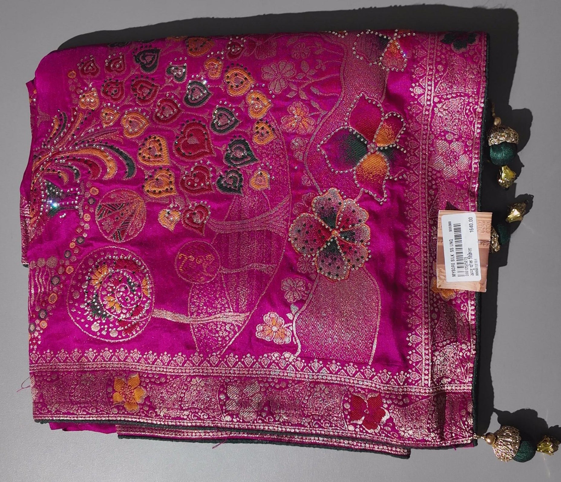 Vibrant Fuchsia Floral Tapestry Unstitched Suit - Festive Charm",