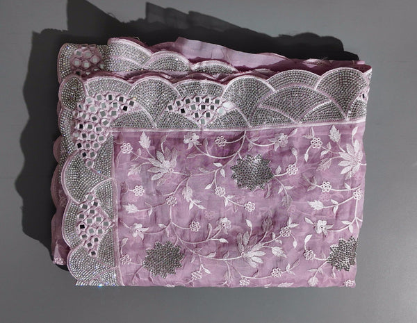 Lilac Dream: Intricate Sequin Lace Saree Extravaganza",