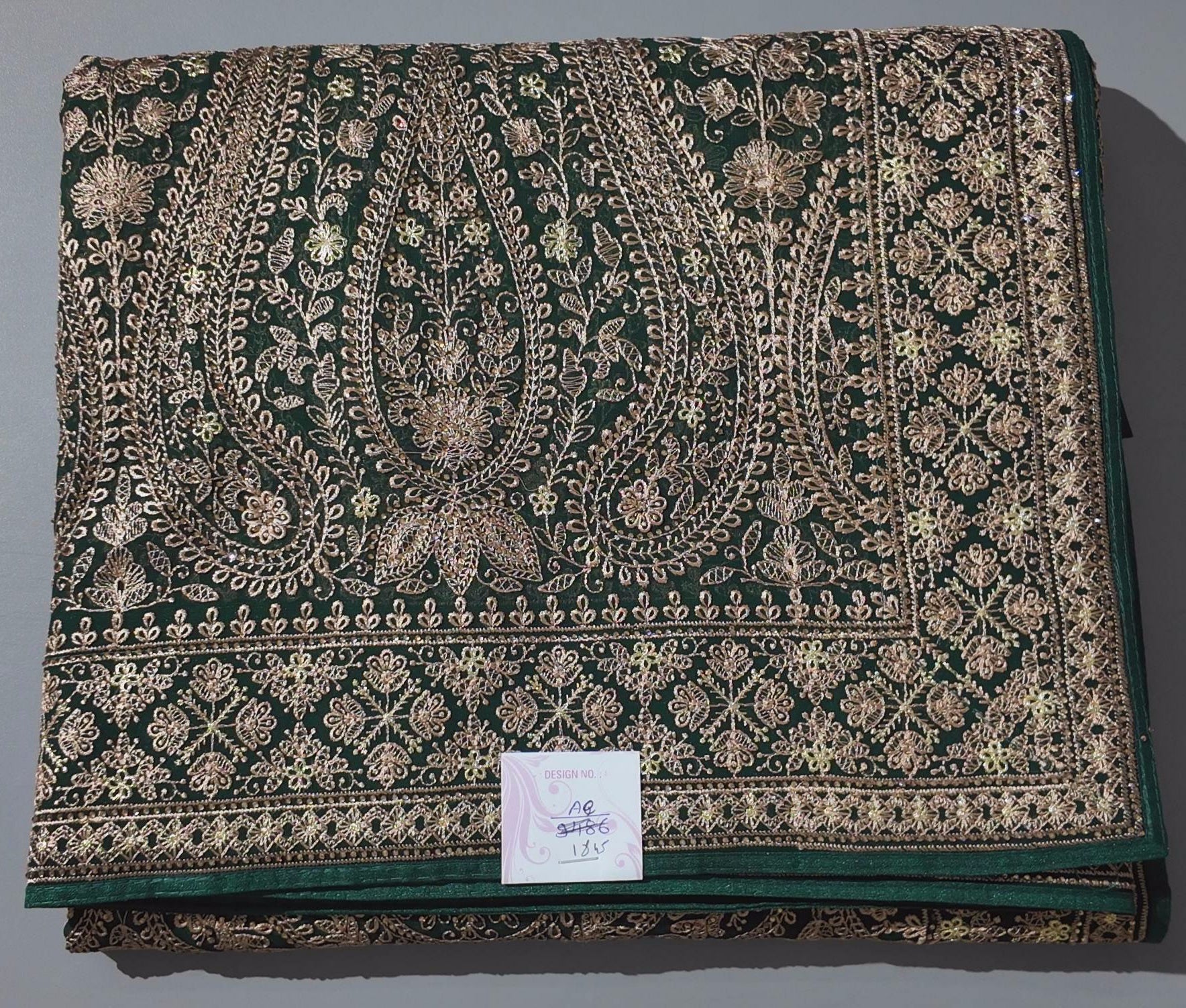 Regal Olive Tapestry Saree with Intricate Gold Threadwork",