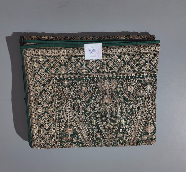 Regal Olive Tapestry Saree with Intricate Gold Threadwork",