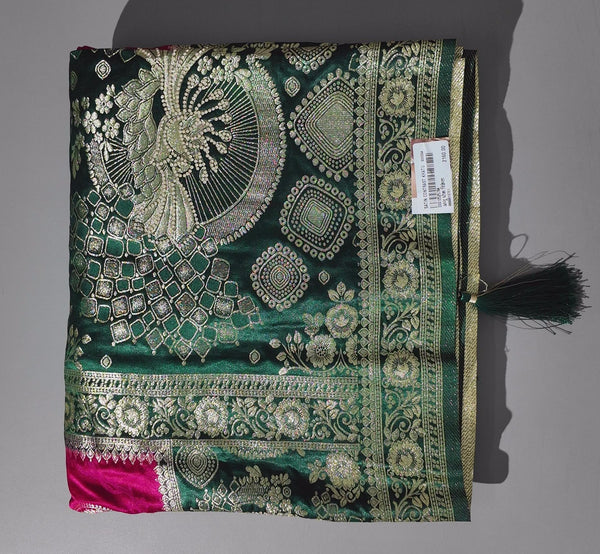 Opulent Emerald Splendor Silk Saree",