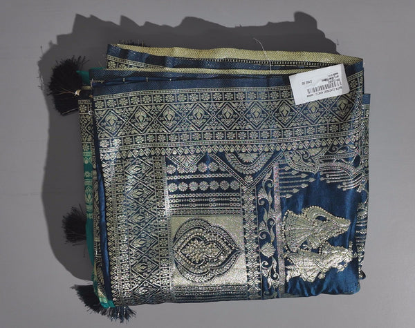 Opulent Midnight Blue Saree with Silver Threadwork",