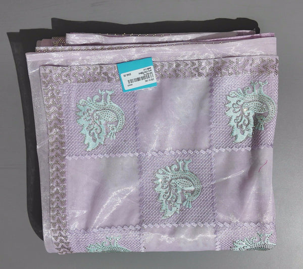 Lilac Peacock Charm: Lustrous Embroidery Saree",