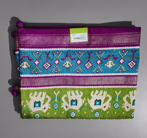 Vibrant Elephant Saga Saree: A Splash of Tradition",