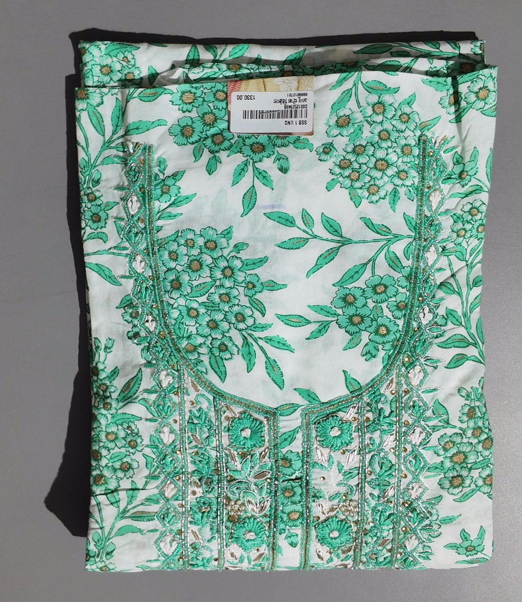 Floral Serenity Unstitched Suit: Effortless Grace in Green