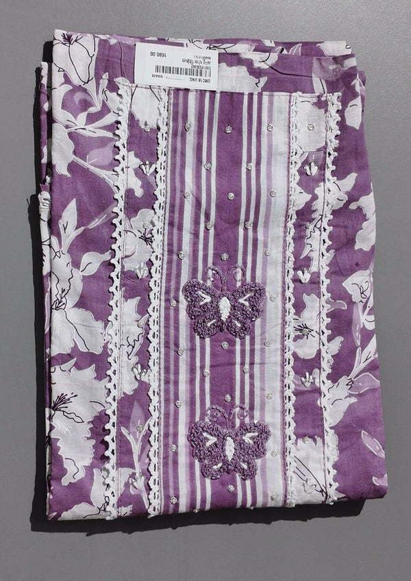 Vibrant Lavender Floral Unstitched Suit Set – Pure Comfort",