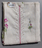 Exquisite Lotus Embroidered Unstitched Suit in Ivory Bliss