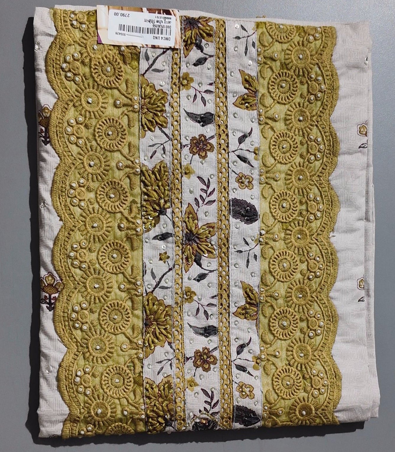 Radiant Gold Embroidered Unstitched Suit - Festive Delight",