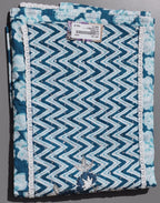 Zigzag Delight: Vibrant Unstitched Suit in Azure Bloom