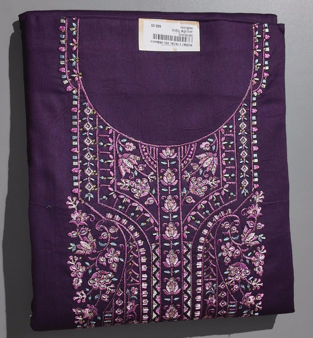 Regal Vine: Purple Embroidered Unstitched Suit