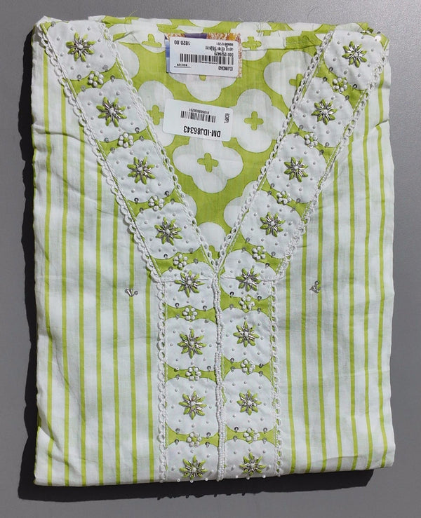 Lime Harmony: Comfort-Enhanced Unstitched Suit Set",