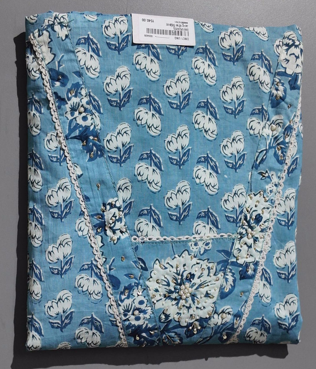 Azure Blossom Unstitched Suit: Your Canvas for Elegance