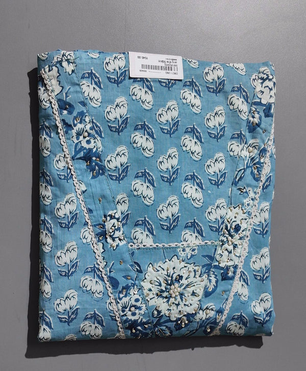 Azure Blossom Unstitched Suit: Your Canvas for Elegance",