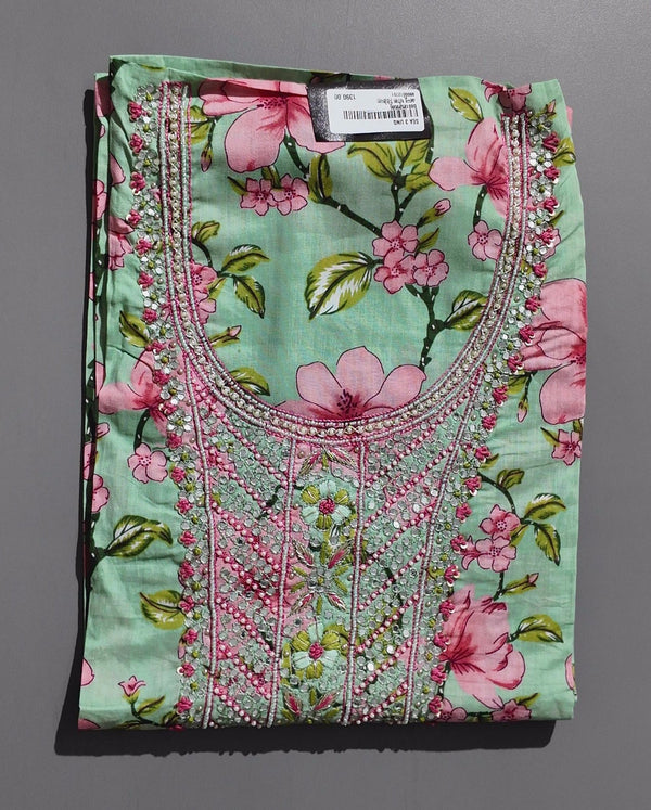 Floral Paradise Unstitched Suit - Refreshing Spring Greens",