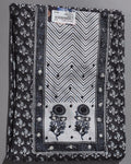 Monochrome Majestic: Unstitched Ensemble with Intricate Floral Designs