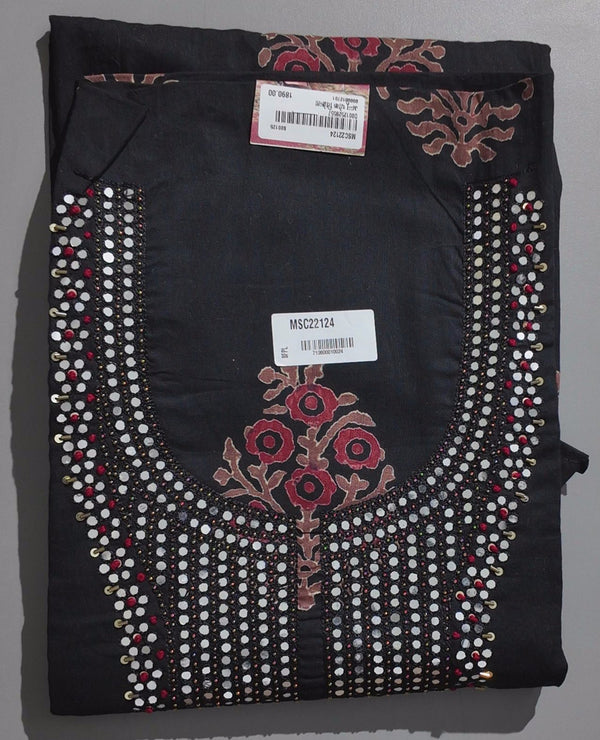 Festive Charisma: Unstitched Black Floral Splendor",