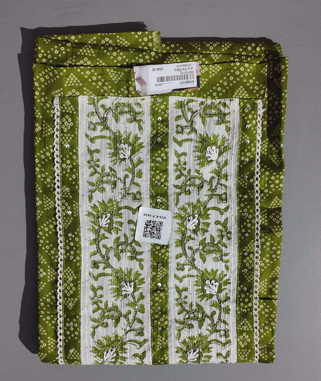 Chic Lime Green Floral Unstitched Suit Set