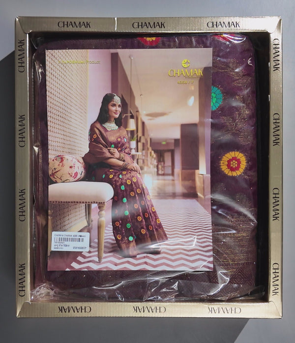 Radiant Plum Blossoms: Festival-Perfect Saree with Floral Charm",