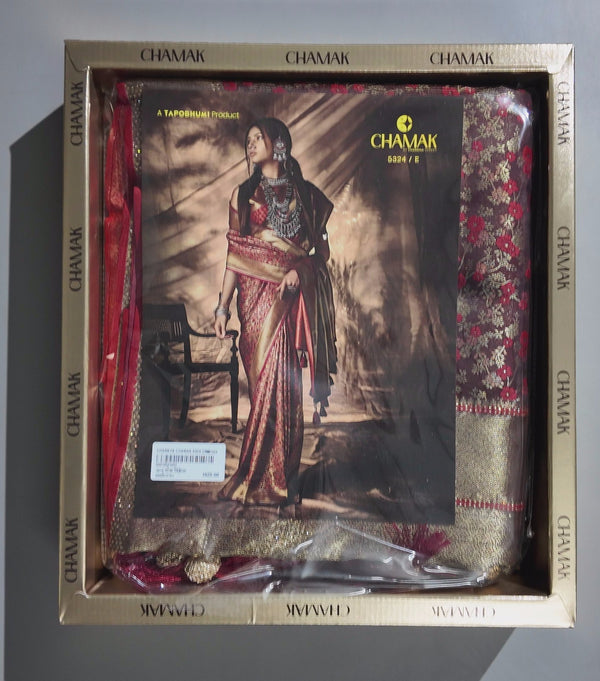 Regal Red Embroidered Saree for Festive Elegance",
