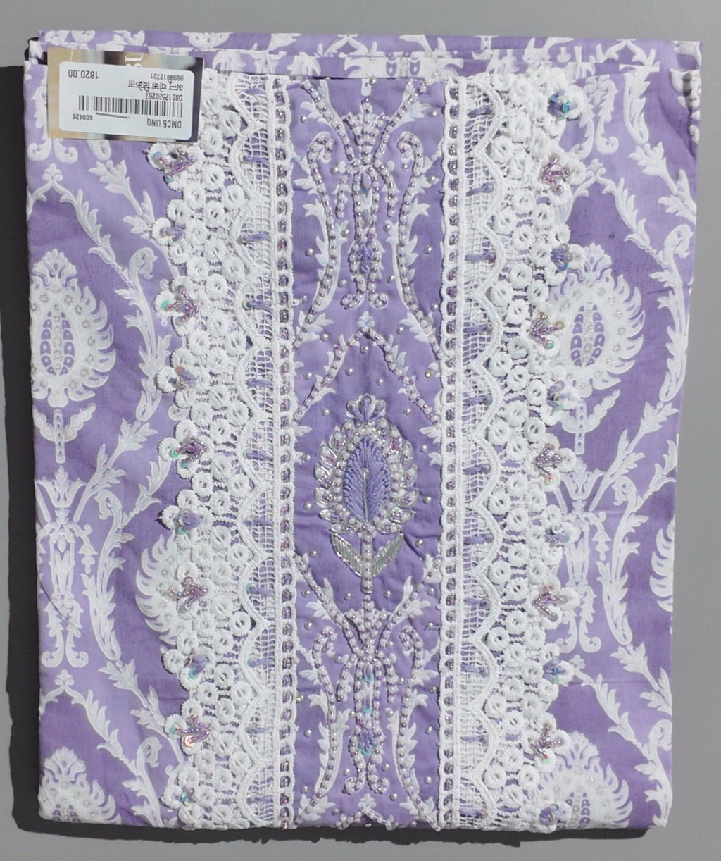 Lavender Dream: Intricate Lace Unstitched Suit