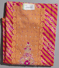 Vibrant Tangerine & Magenta Unstitched Suit with Intricate Embroidery