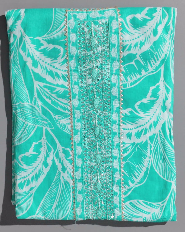 Tropical Bliss Unstitched Suit: Refreshing Turquoise Elegance",