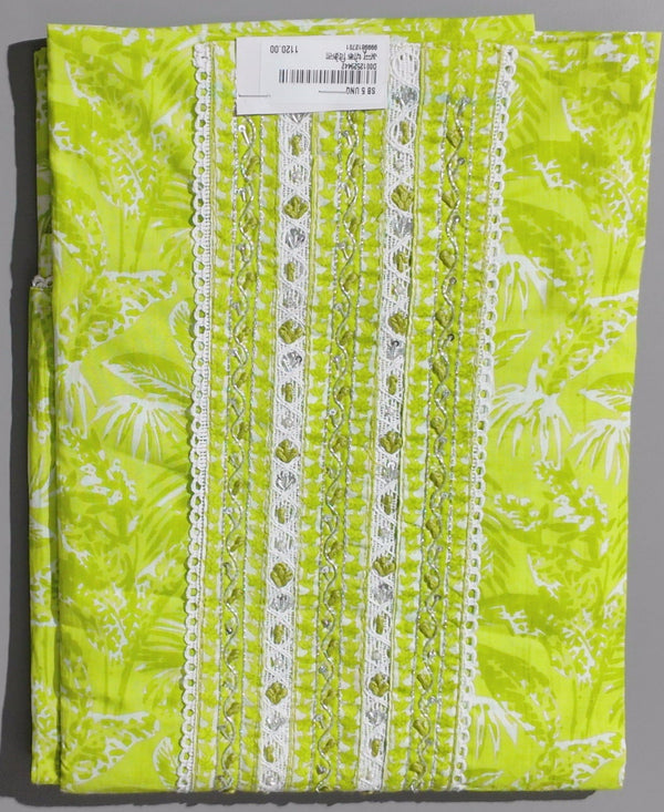Lime Radiance: Tropical Unstitched Suit Canvas",
